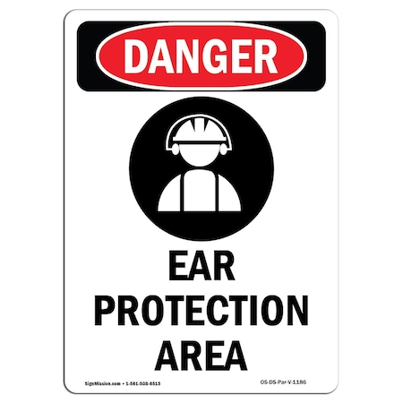 Signmission OSHA Danger Sign, Ear Protection Area, 5in X 3.5in Decal, 3.5" W, 5" H, Portrait OS-DS-D-35-V-1186